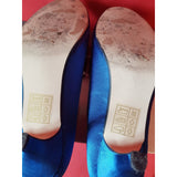 CORE Collection Women's Navy Satin Heels with Flowers Shoes Size 7 UK 40 EU.