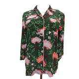 ERDEM Green Red Floral Print Panama Style Blouse Size 10