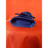 Blue Satin with Flowers Clutch Bag.