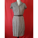 Anne Klein Black White Dandelion Print Shirt Dress Size 8