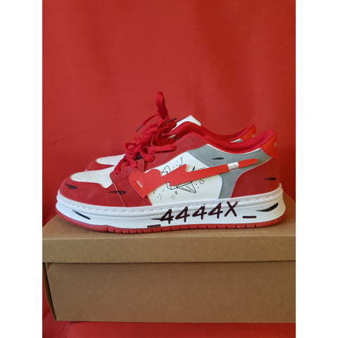 Supermade Off Brand Heart #444x White Red Sneakers Size 10 UK 44EU.