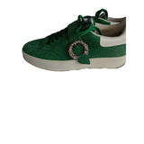 Jimmy Choo Green Suede Crystal Buckle Strap Trainers Sneakers Size 8 UK 41 EU