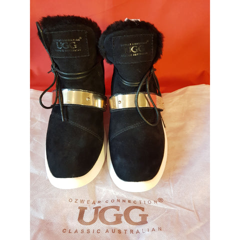 UGG Women's Black Leather Ankle Boots Size 5 / 37