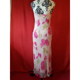 Collette Dinnigan Pink Floral Print Long Silk Dress Size L
