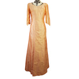 Peach Ocassion Silk Maxi Custom Dress with Bolero, Size 8/10