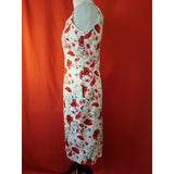 Laura Ashley White Red Green Floral Print Cotton Dress Size 12