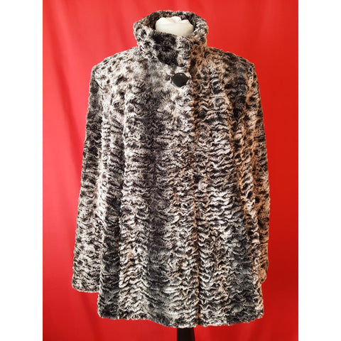 Centigrade Women's Black Grey Faux Fur Coat Size L.