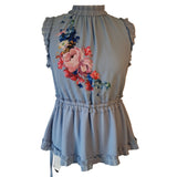 Ted Baker Womens Blue Floral Print Sleeveless Top Size 0 / UK 6