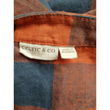 Celtic & Co Women's Blue Terracotta Check Linen Top Size 8