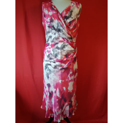 Damsel in a dress Red White Grey 100% Silk Dress Size 12