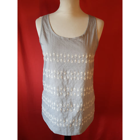 THEORY Women's Grey Embroidered Top Size S