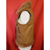 Weekend Max Mara Women's Brown Leather Jacket With Detachable Sleeves Size 8.