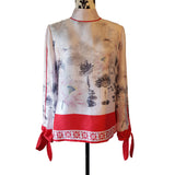 Ted Baker Pink Red Floral Print Blouse, Size 2 / 10