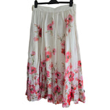Zimmermann Cream Red Floral Print Silk Cotton Summer Skirt, Size 16