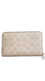 COACH Signature Canvas Medium Zip Around Taupe, Wallet