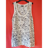 THEORY Beige Black Grey Spots 100% Silk Top Size S