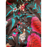 DIANE von FURSTENBERG Black Red Green Floral Print 100% Silk Dress Size 4 / S