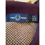 Fred Perry Diamond Jacquard Argyle Knit Polo White Brown Purple Jumper Size 10