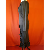 FENN WRIGHT MANSON  Black Silk Skirt Suit Flowers Embellished Size 12