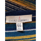 Seasalt Cornwall Blue Yellow Stripe Wool Knit Jumper Size 22