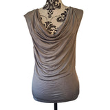 LK Bennett Womens Grey Taupe Viscose Cowl Neck Sleeveless Top Size XS