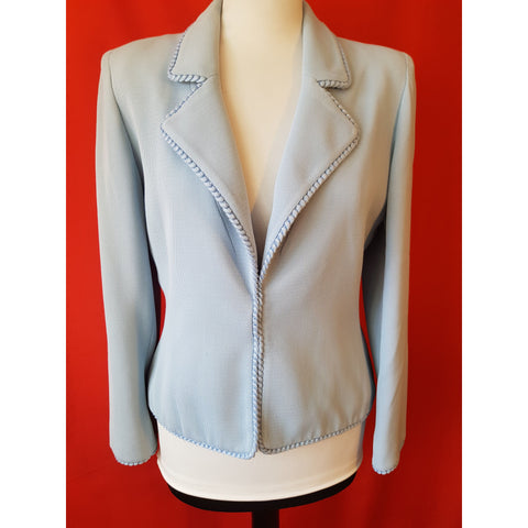 Valentino Boutique Light Blue Wool Skirt Suit Size 10