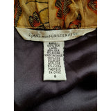 DIANE von FURSTENBERG Brown Floral Print 100% Silk Dress Size 6 US 10 UK