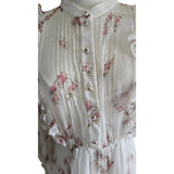 Zimmermann White Pink Floral Print Summer Long Dress, Size 16 UK