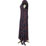 Klass Ladies Paisley Floral Pleated Maxi Dress Blue Pink Size XL(UK 18-20)