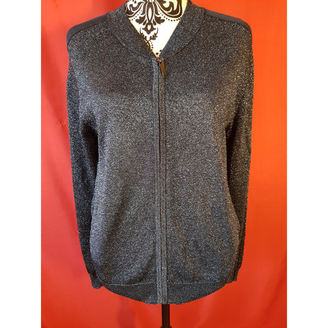 WYSE London Navy Metallic Zip Cardigan Size S