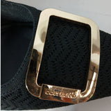 Cozy Island Women's Knit Block Heel Pumps Black Gold Buckle Size 8