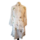 Ted Baker White Green Bird Print Dress Size 1 / 8 UK