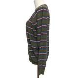 John Smedley Men's Green Black Pink Striped Pure Merino Size M