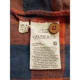 Celtic & Co Women's Blue Terracotta Check Linen Top Size 8