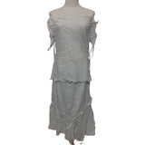 Ana Sousa White Cotton Summer Top/Skirt Suit Size 12.