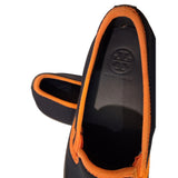 Tory Burch Canvas Slip-On Sneakers Navy/Black canvas with orange trim and T logo 6.5 EU 4 UK