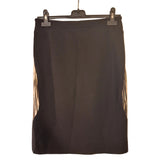 Diane von Furstenberg Black Beige Wool Silk Jersey Printed Skirt Size 6 US / S