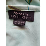 Monsoon Twilight Light Green Long 100% Silk Dress Size 12