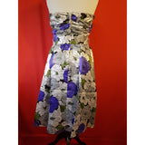 Claudia Fashions Grey Purple Floral Print Dress Size 14