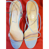 Gina Real Leather Light Blue Heels Sandals, Size 6 1/2.