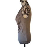 LK Bennett Womens Grey Taupe Viscose Cowl Neck Sleeveless Top Size XS