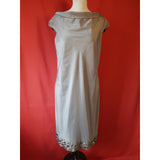 L.K. Bennett Grey Satin Rhinestone Embellished Dress Size 12.