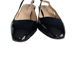 Prada Patent Leather Triangle Logo Block Heel Slingback Pumps Shoes Size 40 IT 7 UK
