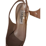 LK Bennett Beige Brown Patent Slingback Pointed Court Shoes Heels EU 36 UK 3