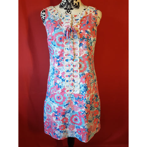 Lily Pulitzer White Red Blue Dress Cotton Size 4 / S
