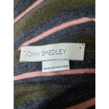 John Smedley Men's Green Black Pink Striped Pure Merino Size M
