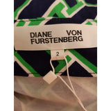Diane Von Furstenberg Navy Green White Dress Size 2 US 6 UK
