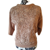 Valentino Nude Crocheted Knit Wool Cotton Jumper Size XS