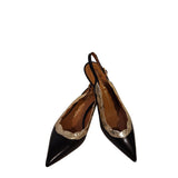 Tory Burch Leather Black & Metallic Snakeskin Slingback Pumps Size 6 US 4 UK
