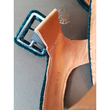 Chie Minara Women's Dark Green Velour Heels Sandals Size 5/ 38